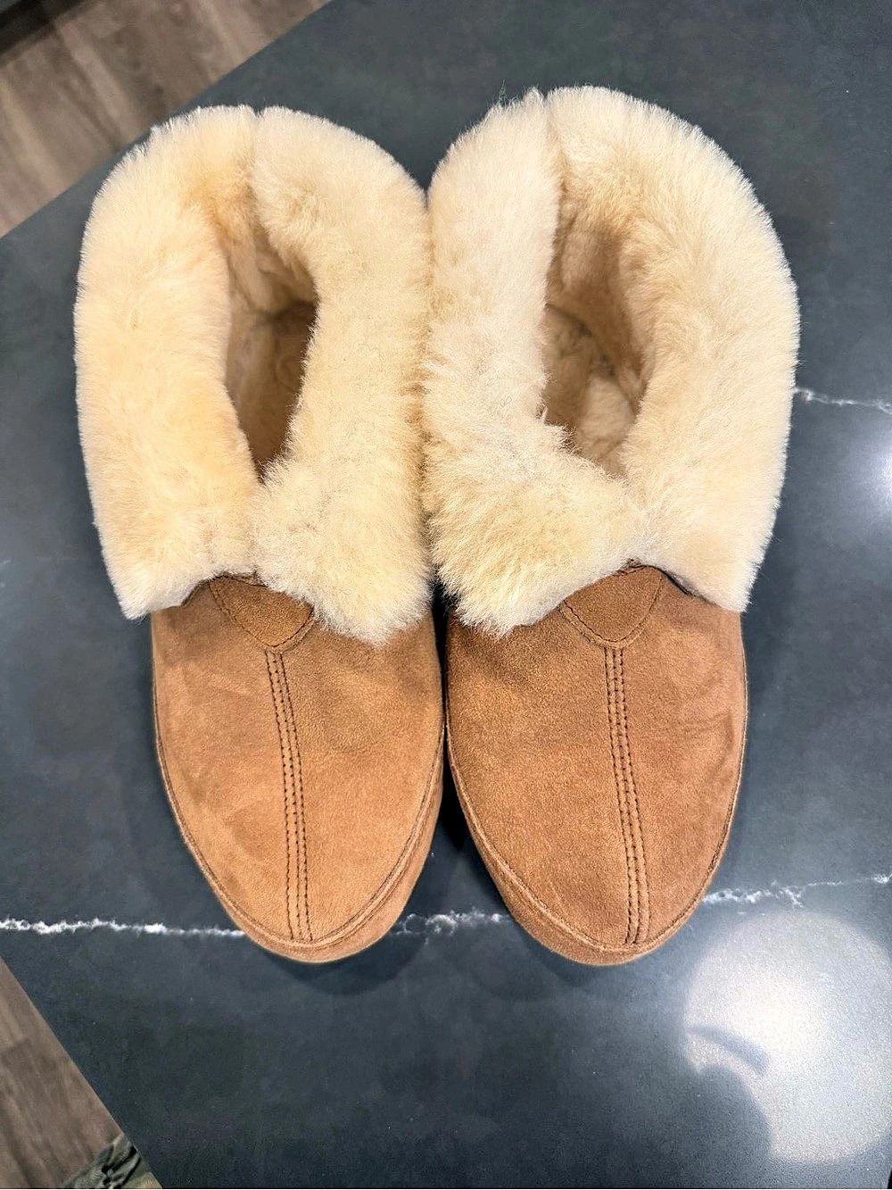 Overland Emma Sheepskin Slippers Brown & Cream US 8